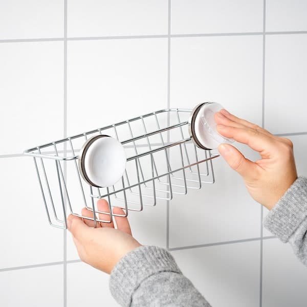 Ikea KROKFJORDEN - Corner shelf unit with suction cup, zinc plated, 20x11 cm