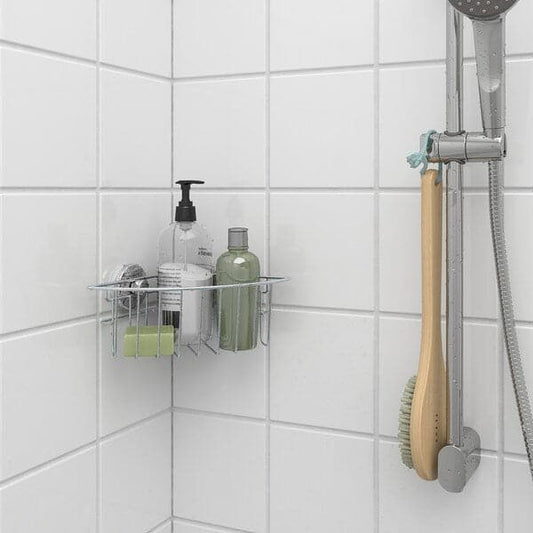 Ikea KROKFJORDEN - Corner shelf unit with suction cup, zinc plated, 20x11 cm
