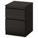 KULLEN chest of 2 drawers, black-brown, 35x49 cm