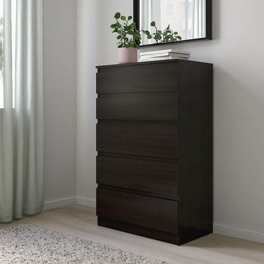 Ikea KULLEN - Chest of 5 drawers, black-brown, 70x112 cm