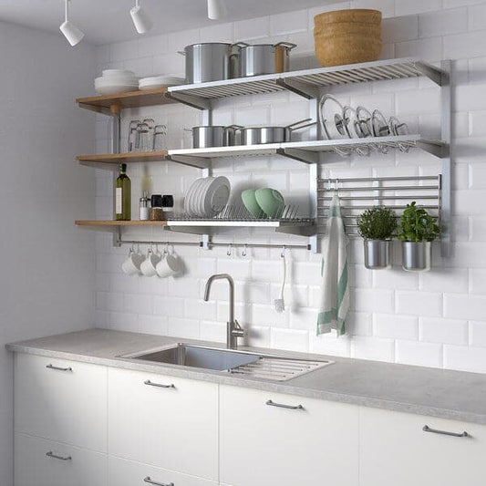 Ikea KUNGSFORS - Susp rail/shlf/dish dra/rail/wll gr, stainless steel/ash