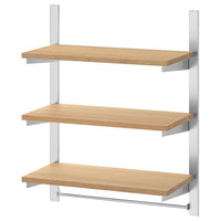 KUNGSFORS suspension rail w shelves and rail, stainless steel/bamboo, 68x80x31 cm