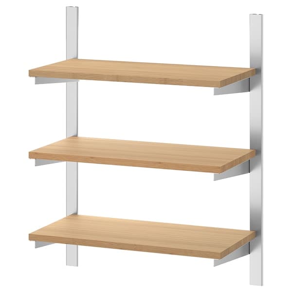 Ikea KUNGSFORS - Suspension rail with shelves, stainless steel/bamboo, 60 cm