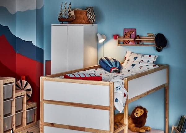 Ikea KURA - Reversible bed, white/pine, 90x200 cm