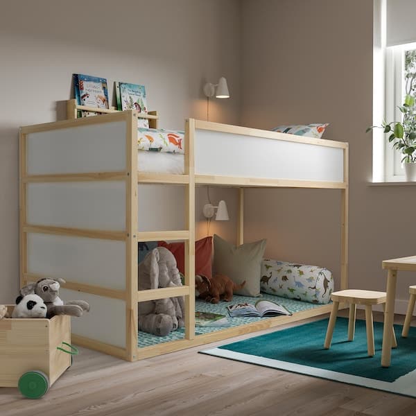 Ikea KURA - Reversible bed, white/pine, 90x200 cm