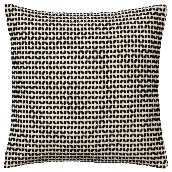 Ikea KUSTFLY - Cushion cover, beige/black, 50x50 cm