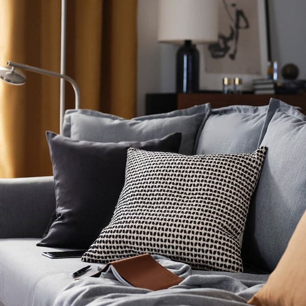 Ikea KUSTFLY - Cushion cover, beige/black, 50x50 cm