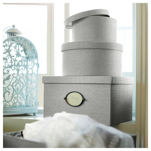 KVARNVIK - Storage box with lid, grey, 25x35x20 cm - best price from Maltashopper.com 10412878