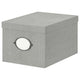 KVARNVIK storage box with lid, grey, 25x35x20 cm