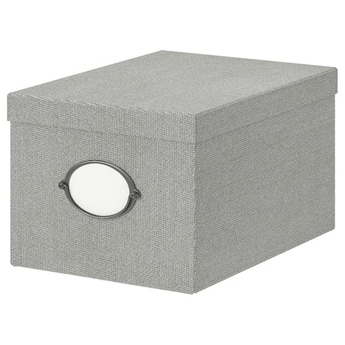 KVARNVIK - Storage box with lid, grey, 25x35x20 cm
