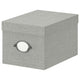 KVARNVIK storage box with lid, grey, 18x25x15 cm