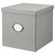 KVARNVIK storage box with lid, grey, 32x35x32 cm