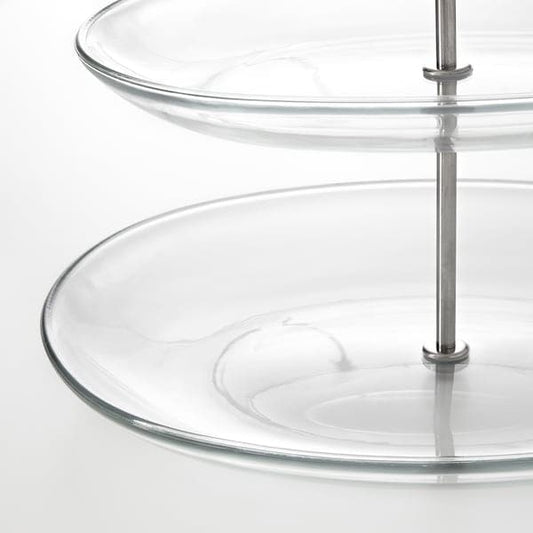 Ikea KVITTERA - Serving stand, three tiers, clear glass/stainless steel