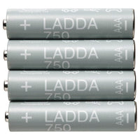 LADDA rechargeable battery, HR03 AAA 1.2V, 750mAh, 4 pack