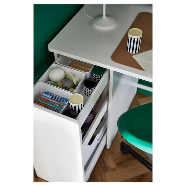 LÄRANDE - Desk with pull-out storage unit, white, 120x58 cm - best price from Maltashopper.com 00492795