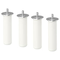 LÄTTHET leg, white/metal, 11 cm, 4 pack