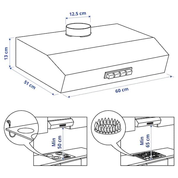 LAGAN Hood to be fixed to the wall - stainless steel , 60 cm - best price from Maltashopper.com 20388967