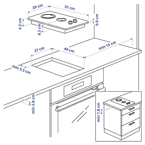 Ikea LAGAN Gas hob, stainless steel, 29 cm , 29 cm