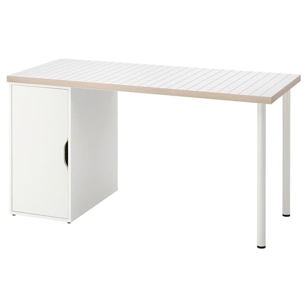 LAGKAPTEN / ALEX desk, white stained oak effect/white, 140x60 cm - IKEA