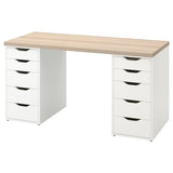 LAGKAPTEN / ALEX desk, white stained oak effect/white, 140x60 cm