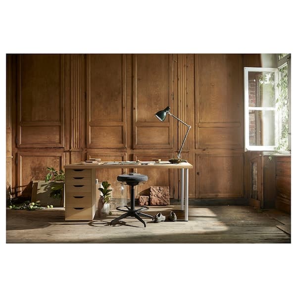 Ikea LAGKAPTEN / ALEX - Desk, white stained oak effect/white, 140x60 cm