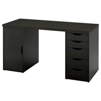 LAGKAPTEN / ALEX desk, black-brown/black, 140x60 cm