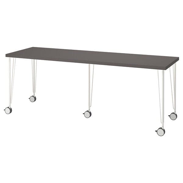 LAGKAPTEN / KRILLE - Desk, dark grey/white , 200x60 cm