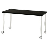 LAGKAPTEN / KRILLE desk, black-brown/white, 140x60 cm