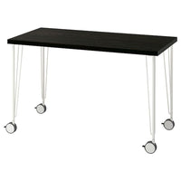 LAGKAPTEN / KRILLE desk, black-brown/white, 120x60 cm