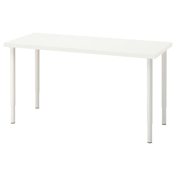 LAGKAPTEN / OLOV - Desk, white, 140x60 cm - best price from Maltashopper.com 99417170
