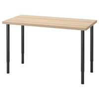 LAGKAPTEN / OLOV desk, white stained oak effect/black, 120x60 cm