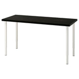 LAGKAPTEN / OLOV desk, black-brown/white, 140x60 cm
