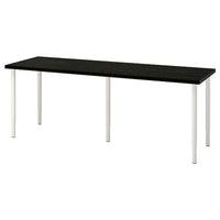 LAGKAPTEN / OLOV desk, black-brown/white, 200x60 cm