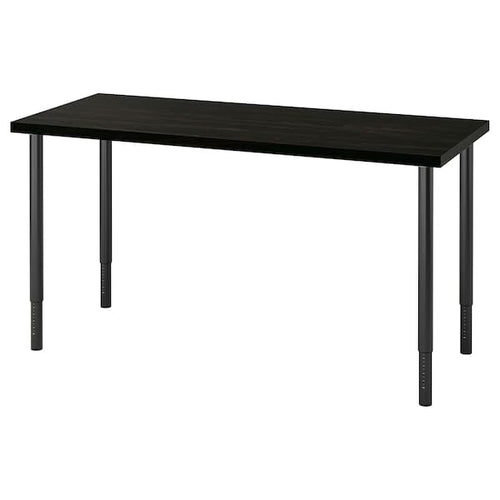 LAGKAPTEN / OLOV Desk - black-brown/black 140x60 cm , 140x60 cm