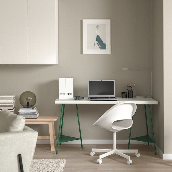 LAGKAPTEN / TILLSLAG - Desk, white/green, 140x60 cm - best price from Maltashopper.com 49478321