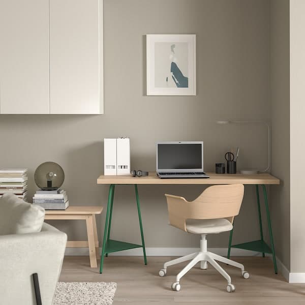 Ikea LAGKAPTEN / TILLSLAG - Desk, white stained oak effect green, 140x60 cm