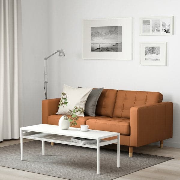 LANDSKRONA 2-seater sofa - Grann/Bomstad brown ochre/wood , - best price from Maltashopper.com 69270264
