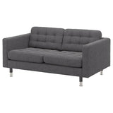 LANDSKRONA 2-seat sofa, Gunnared dark grey/metal, 164x78x89 cm