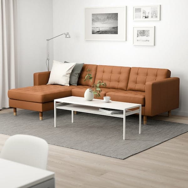Ikea LANDSKRONA 3-seater sofa - with chaise-longue/Grann/Bomstad brown/metal ochre ,