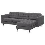 LANDSKRONA 3-seat sofa, with chaise longue/Gunnared dark grey/metal, 240 cm