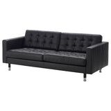 LANDSKRONA three-seat sofa, Grann/Bomstad black/metal, 204x78x89 cm