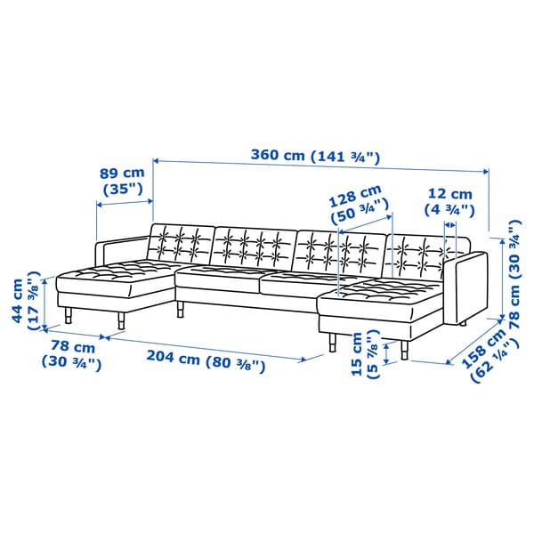 LANDSKRONA 5-seater sofa - with chaise-longue/Grann/Bomstad black/metal , - Premium Sofas from Ikea - Just €2468.99! Shop now at Maltashopper.com
