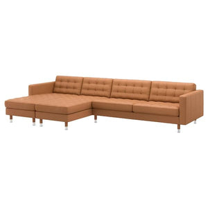 Ikea LANDSKRONA 5-seater sofa - with chaise-longue/Grann/Bomstad brown/metal ochre ,