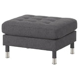LANDSKRONA footstool, Gunnared dark grey/metal, 77x65 cm