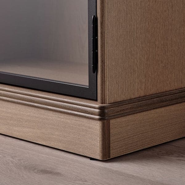 Ikea LANESUND - Glass-door cabinet, grey-brown, 121x37x152 cm