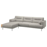 LÅNGARYD 3-seat sofa w chaise longue, left, Lejde/light grey metal, 280 cm