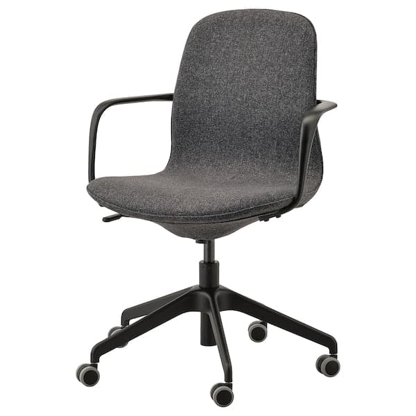 Ikea LÅNGFJÄLL Office chair with armrests - Gunnared dark grey/black ,