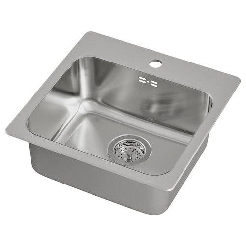 LÅNGUDDEN - Inset sink, 1 bowl, stainless steel, 46x46 cm