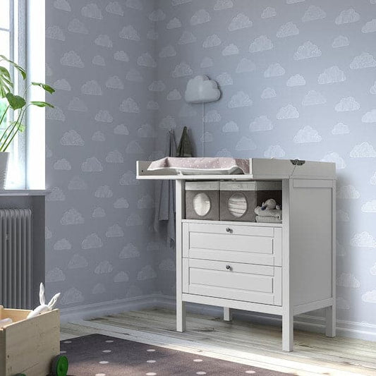 Ikea LEN - Box, grey/dotted white, 25x37x22 cm