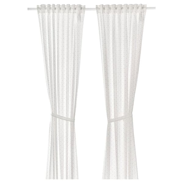 Ikea LEN - Curtains with tie-backs, 1 pair, dotted/white, 120x300 cm